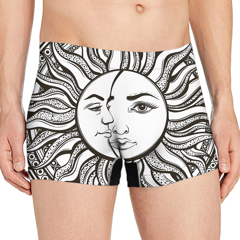 Bohemian Celestial Sun And Moon Print Men's Boxer Briefs