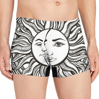 Bohemian Celestial Sun And Moon Print Men's Boxer Briefs