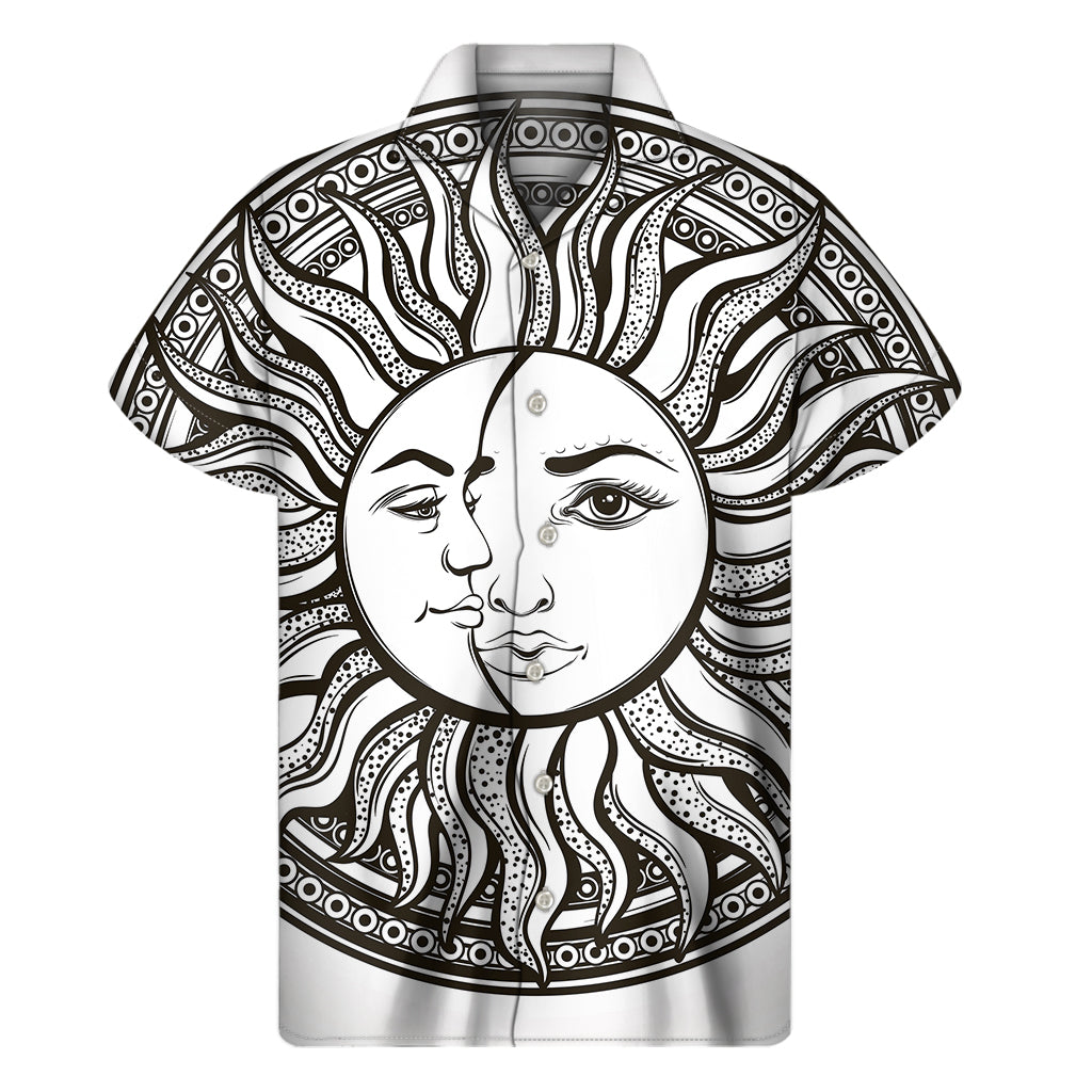Bohemian Celestial Sun And Moon Print Men's Short Sleeve Shirt