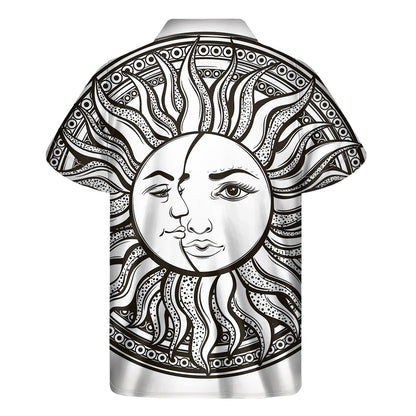 Bohemian Celestial Sun And Moon Print Men's Short Sleeve Shirt