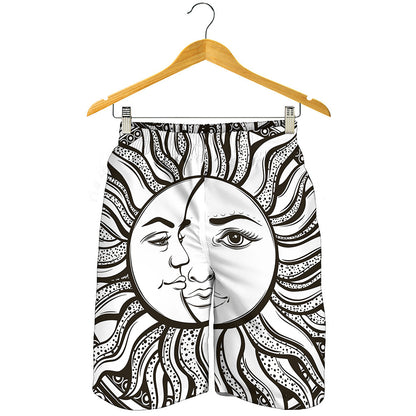Bohemian Celestial Sun And Moon Print Men's Shorts