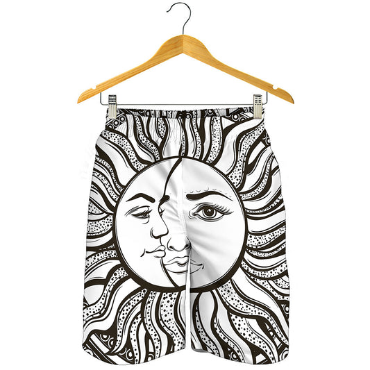 Bohemian Celestial Sun And Moon Print Men's Shorts
