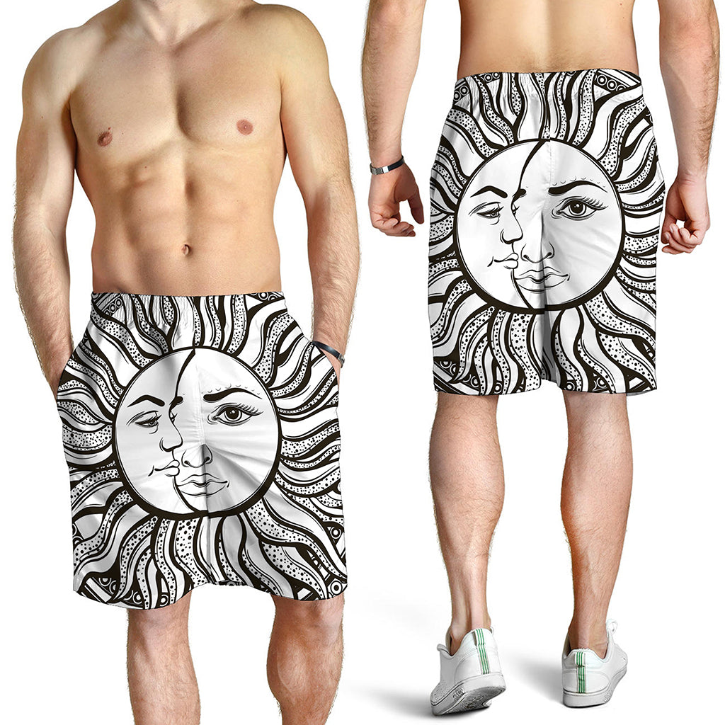 Bohemian Celestial Sun And Moon Print Men's Shorts