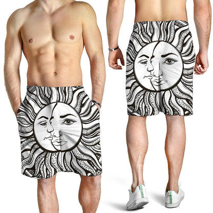 Bohemian Celestial Sun And Moon Print Men's Shorts
