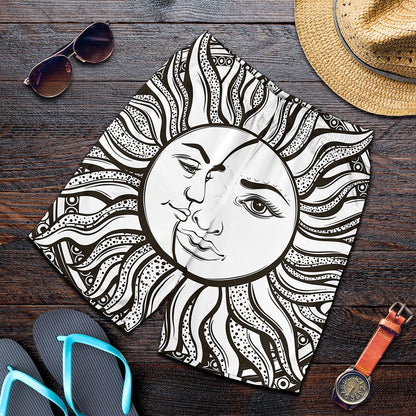 Bohemian Celestial Sun And Moon Print Men's Shorts