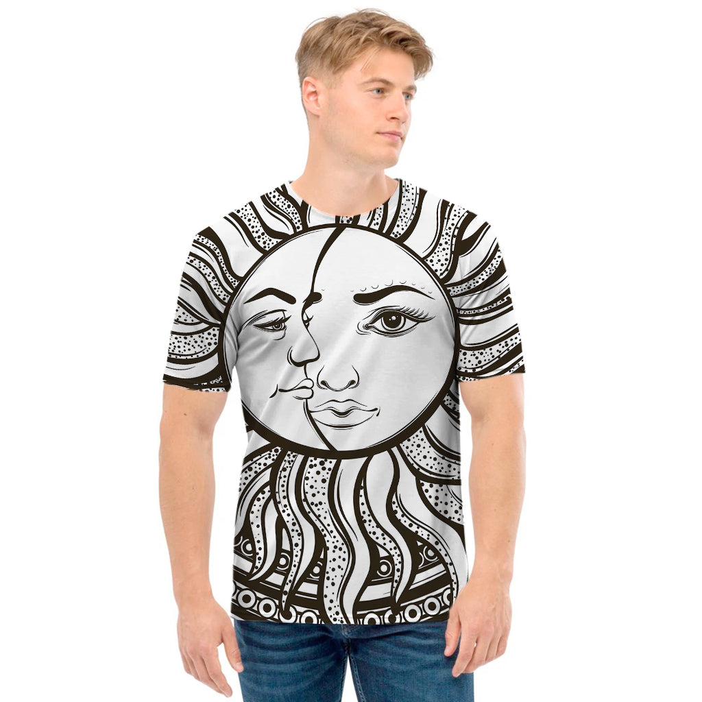 Bohemian Celestial Sun And Moon Print Men's T-Shirt