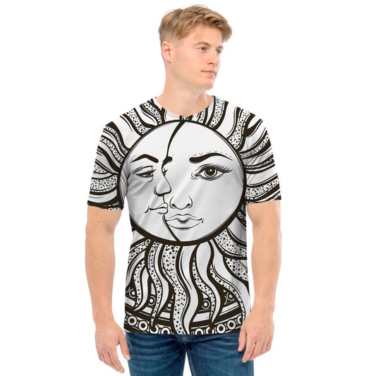 Bohemian Celestial Sun And Moon Print Men's T-Shirt