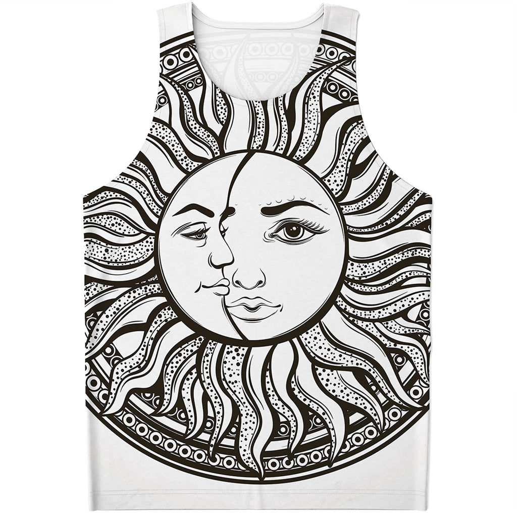 Bohemian Celestial Sun And Moon Print Men's Tank Top