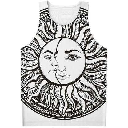 Bohemian Celestial Sun And Moon Print Men's Tank Top