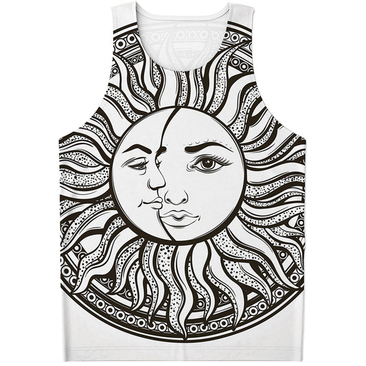 Bohemian Celestial Sun And Moon Print Men's Tank Top