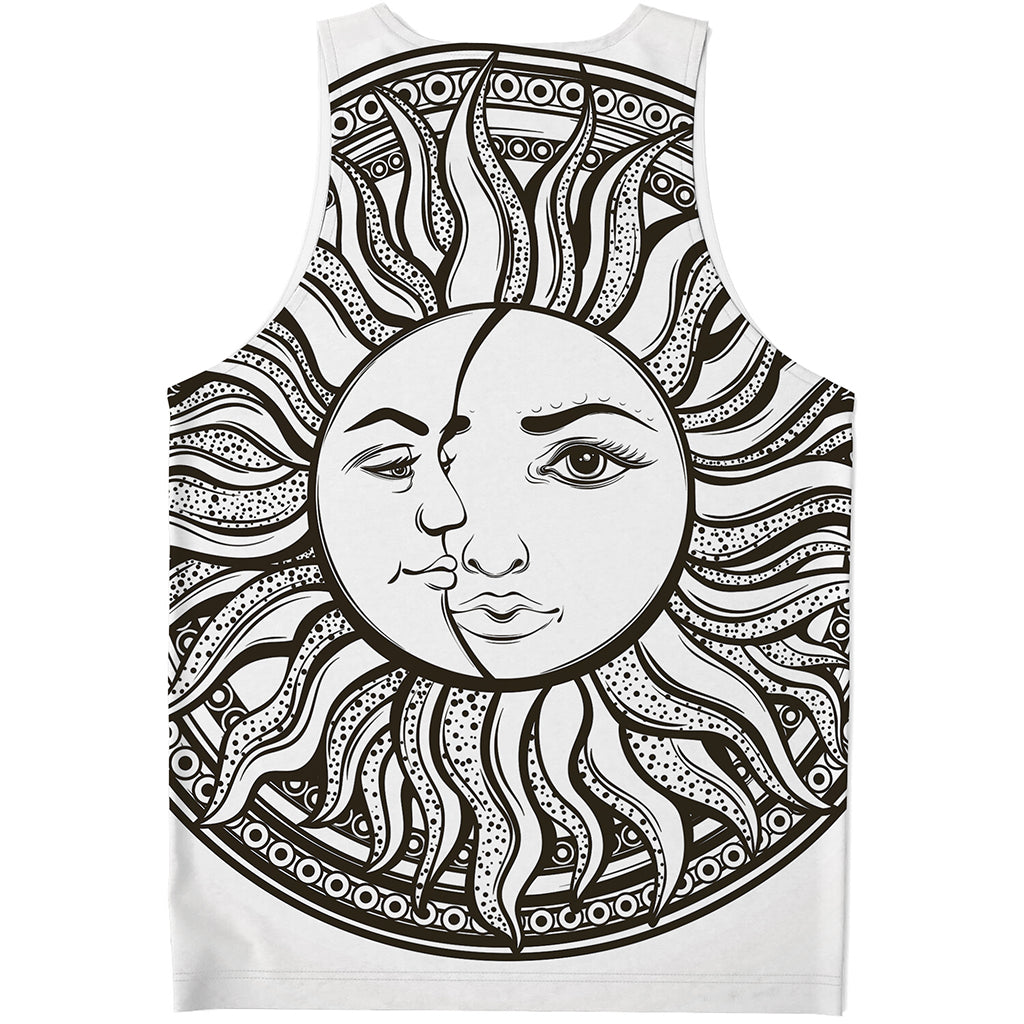 Bohemian Celestial Sun And Moon Print Men's Tank Top