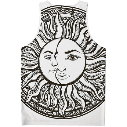 Bohemian Celestial Sun And Moon Print Men's Tank Top