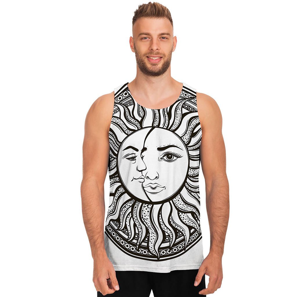 Bohemian Celestial Sun And Moon Print Men's Tank Top