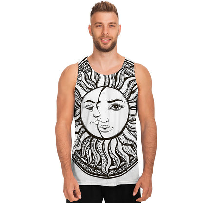 Bohemian Celestial Sun And Moon Print Men's Tank Top