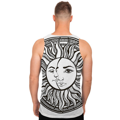 Bohemian Celestial Sun And Moon Print Men's Tank Top