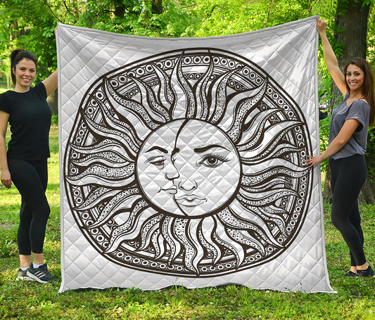 Bohemian Celestial Sun And Moon Print Quilt