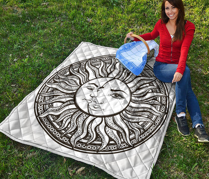 Bohemian Celestial Sun And Moon Print Quilt
