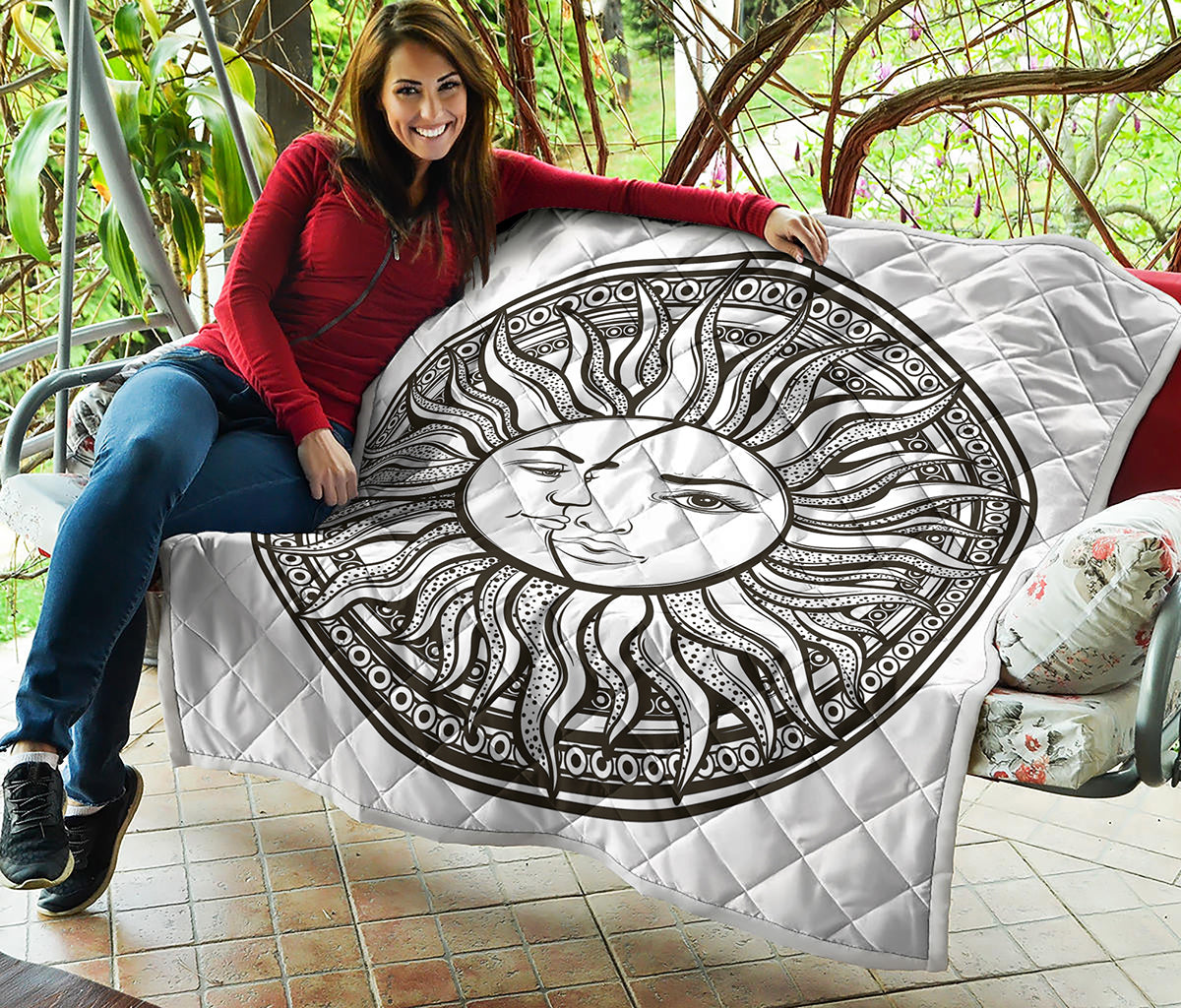 Bohemian Celestial Sun And Moon Print Quilt