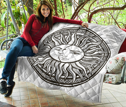 Bohemian Celestial Sun And Moon Print Quilt