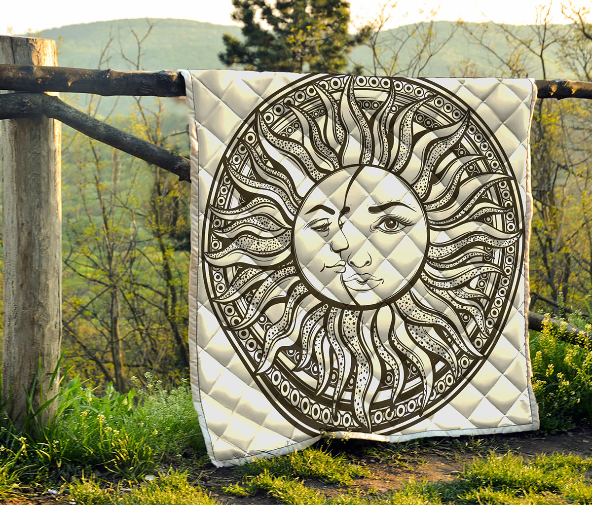 Bohemian Celestial Sun And Moon Print Quilt