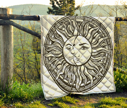 Bohemian Celestial Sun And Moon Print Quilt