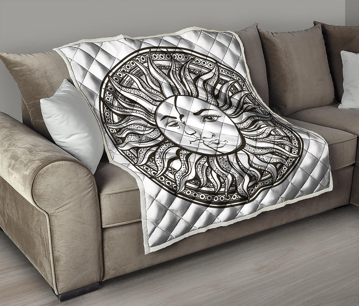 Bohemian Celestial Sun And Moon Print Quilt
