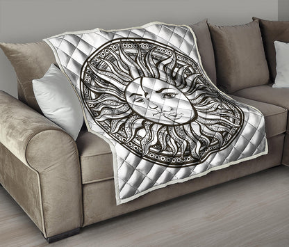 Bohemian Celestial Sun And Moon Print Quilt