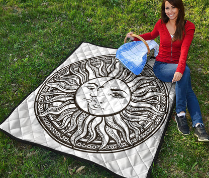 Bohemian Celestial Sun And Moon Print Quilt