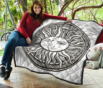 Bohemian Celestial Sun And Moon Print Quilt