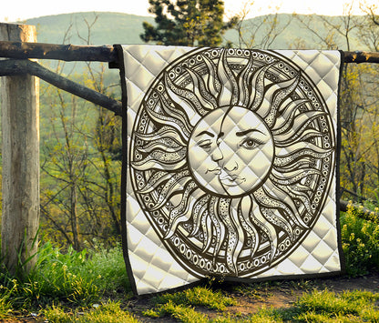 Bohemian Celestial Sun And Moon Print Quilt