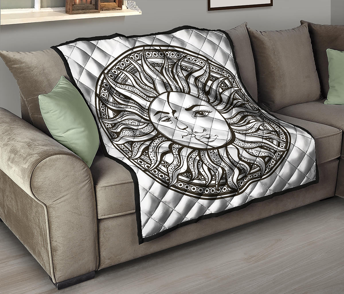Bohemian Celestial Sun And Moon Print Quilt