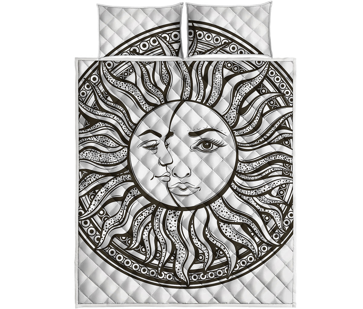 Bohemian Celestial Sun And Moon Print Quilt Bed Set