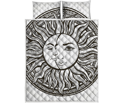 Bohemian Celestial Sun And Moon Print Quilt Bed Set