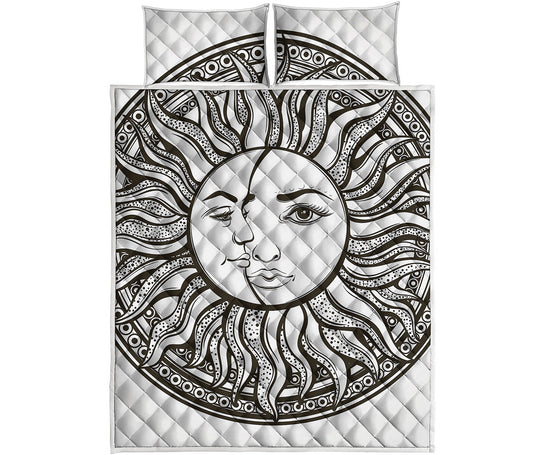Bohemian Celestial Sun And Moon Print Quilt Bed Set
