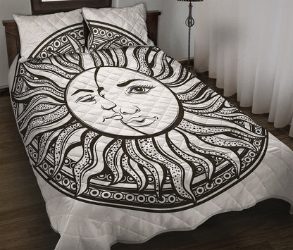 Bohemian Celestial Sun And Moon Print Quilt Bed Set