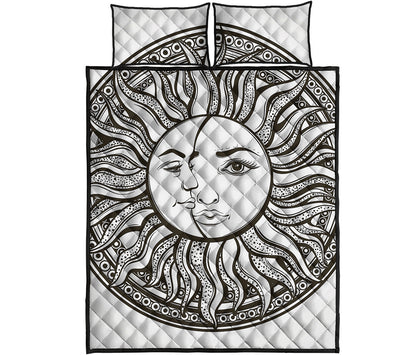 Bohemian Celestial Sun And Moon Print Quilt Bed Set