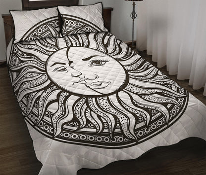 Bohemian Celestial Sun And Moon Print Quilt Bed Set
