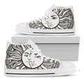 Bohemian Celestial Sun And Moon Print White High Top Sneakers