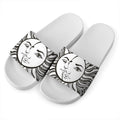 Bohemian Celestial Sun And Moon Print White Slide Sandals
