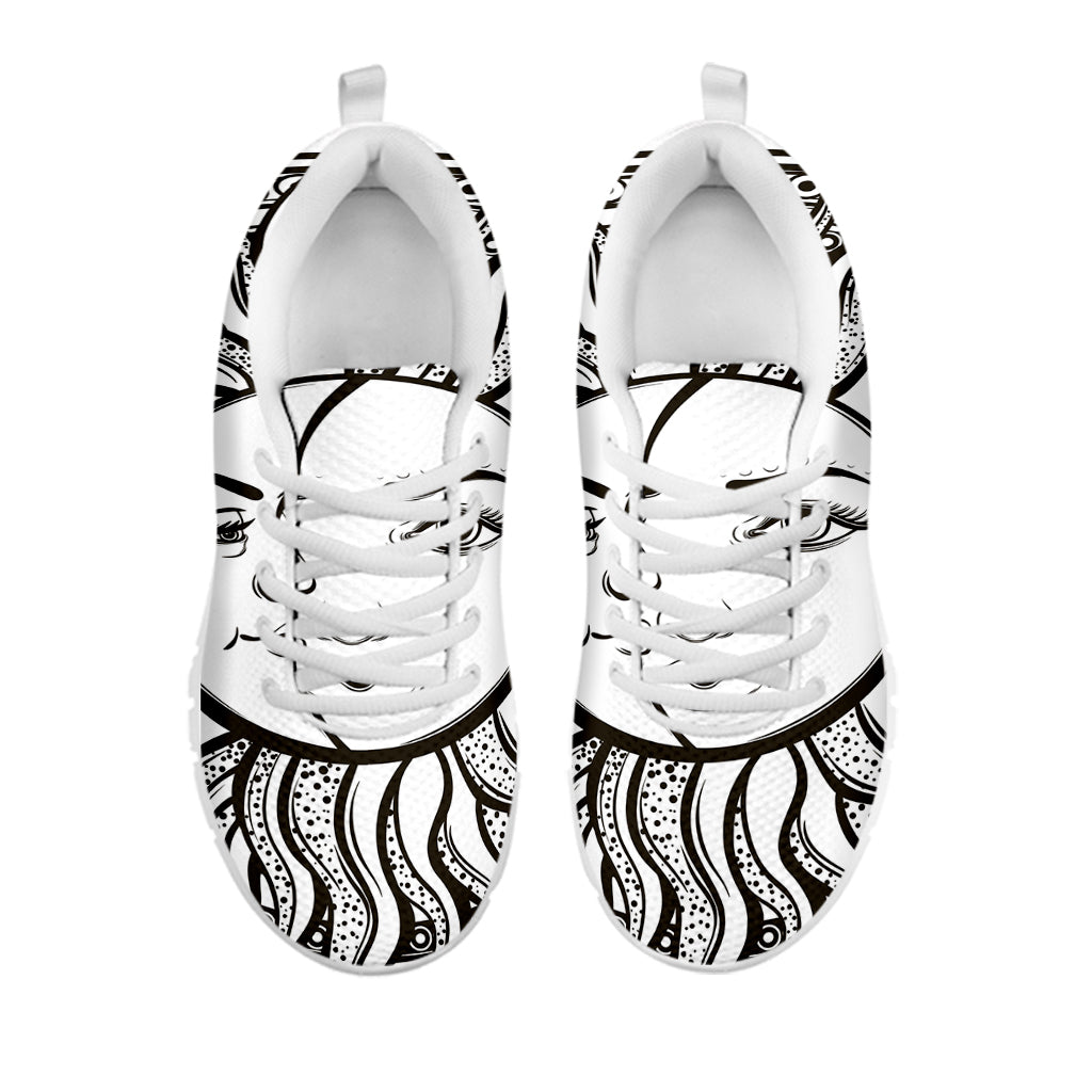 Bohemian Celestial Sun And Moon Print White Sneakers