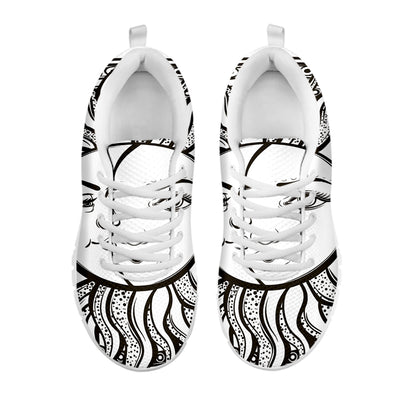 Bohemian Celestial Sun And Moon Print White Sneakers