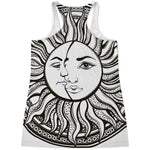 Bohemian Celestial Sun And Moon Print Women's Racerback Tank Top