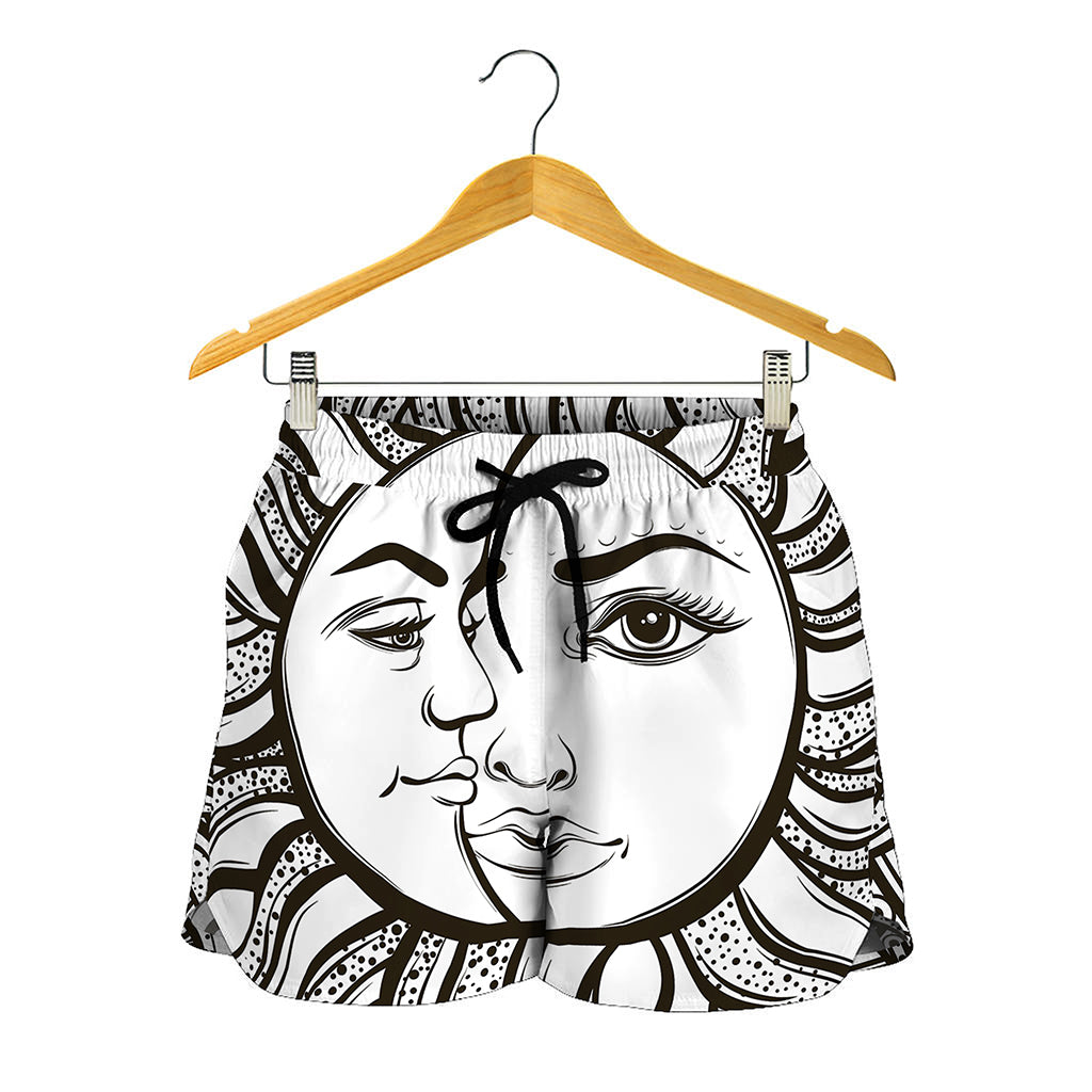 Bohemian Celestial Sun And Moon Print Women's Shorts