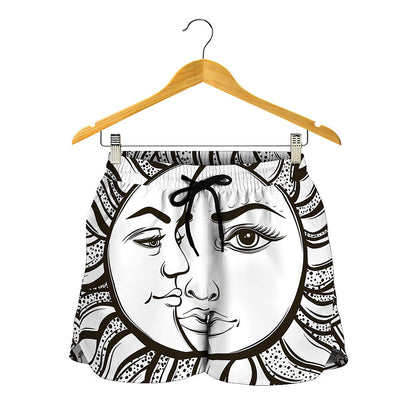 Bohemian Celestial Sun And Moon Print Women's Shorts