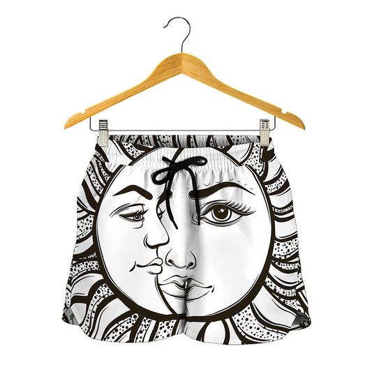 Bohemian Celestial Sun And Moon Print Women's Shorts