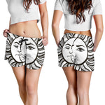 Bohemian Celestial Sun And Moon Print Women's Shorts