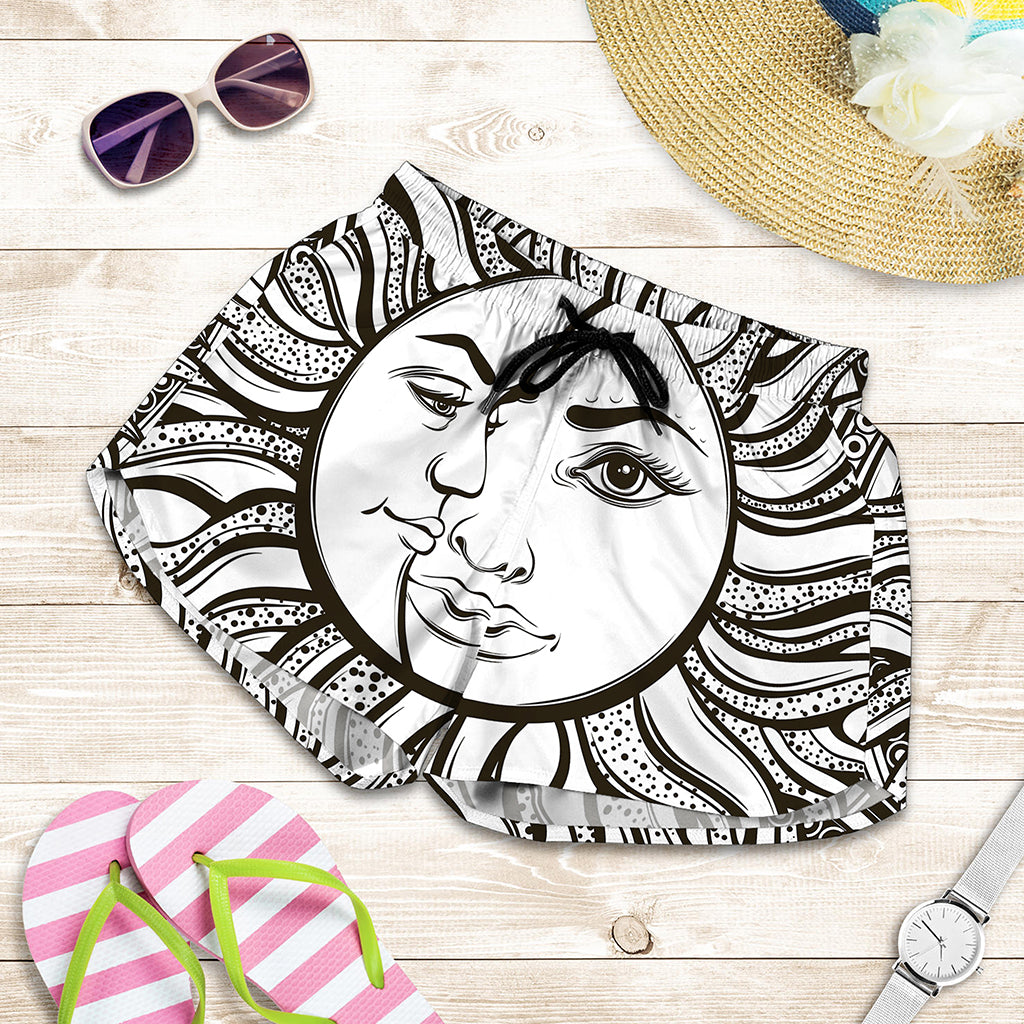 Bohemian Celestial Sun And Moon Print Women's Shorts