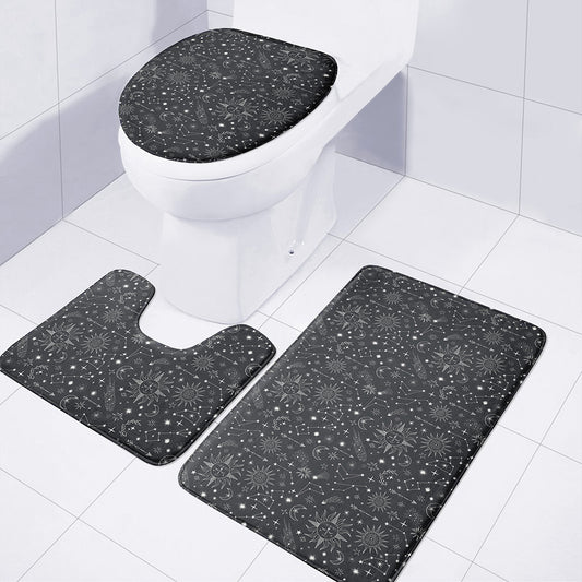 Bohemian Constellation Pattern Print 3 Piece Bath Mat Set