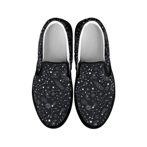 Bohemian Constellation Pattern Print Black Slip On Shoes