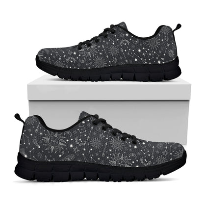 Bohemian Constellation Pattern Print Black Sneakers